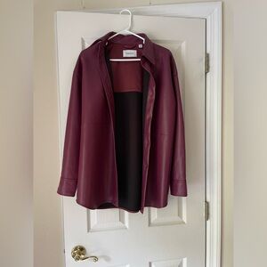 Babaton faux leather shirt jacket